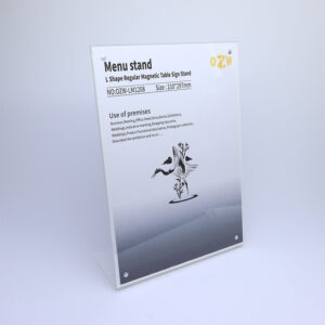 Customizable L-shaped magnetic acrylic menu display table sign