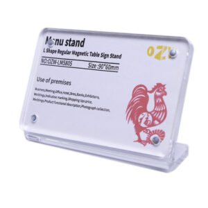 Customizable thick L-shaped magnetic acrylic menu display table sign